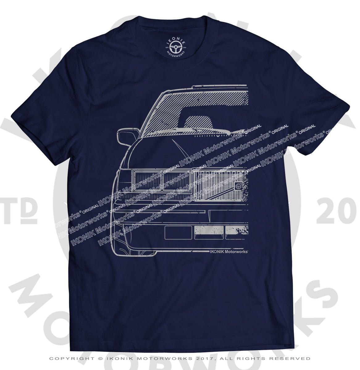 Volvo 700s Series Classic Square Headlight Gray Scale Tee – Ikonik