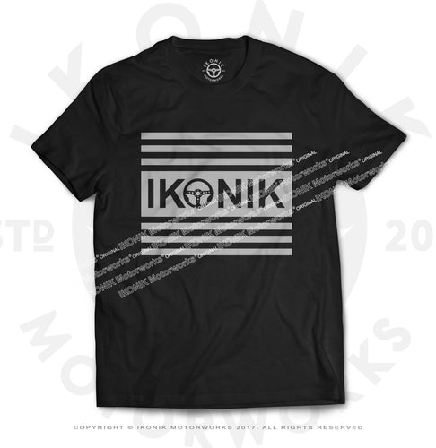 Ikonik Motorworks Flag Branded Gray Gradient Tee