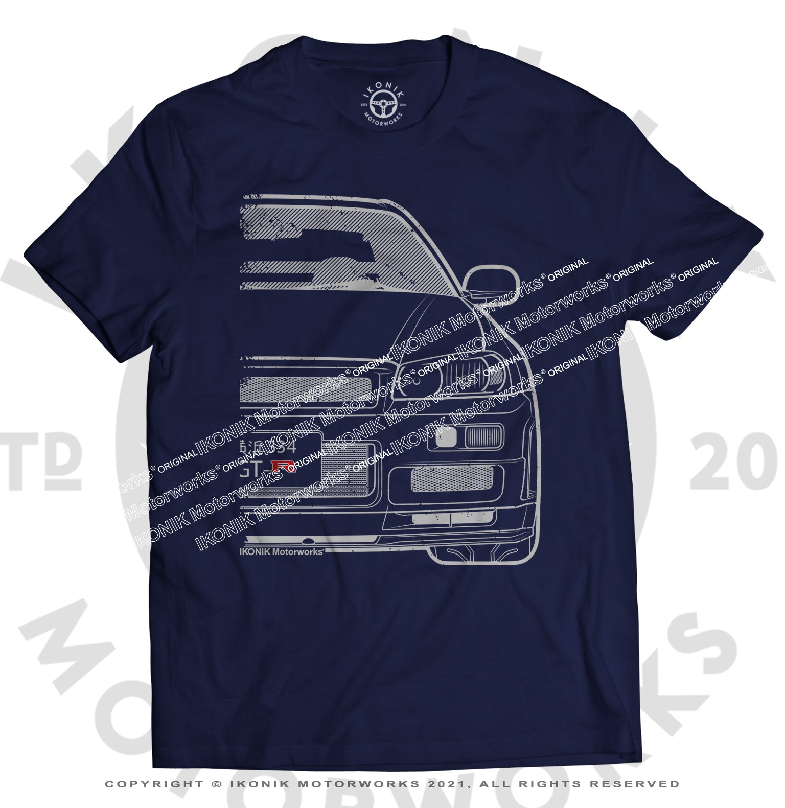 Nissan R34 GTR Tribute Gray Scale Tshirt – Ikonik Motorworks