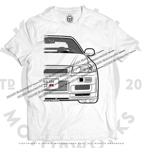 Nissan R34 GTR Tribute Gray Scale Tshirt